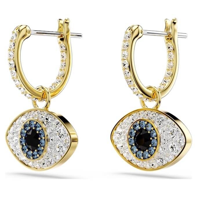Orecchini pendenti Symbolica con motivo “occhio malvagio”, blu, placcati in oro Orecchini pendenti Symbolica con motivo “occhio malvagio”, blu, placcati in oro