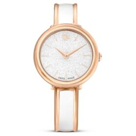 Orologio a bracciale Crystalline Swiss Made, bracciale in metallo, bianco, finitura color oro rosa