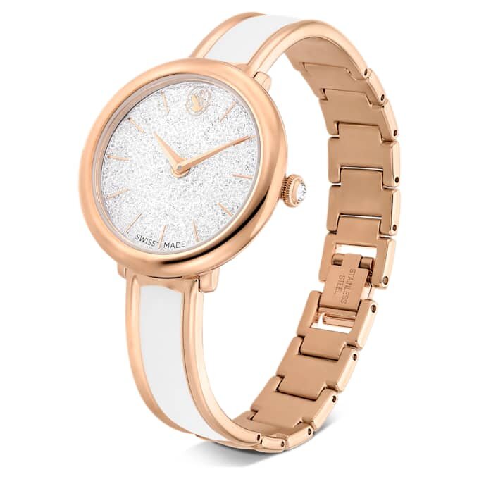 Orologio a bracciale Crystalline Swiss Made, bracciale in metallo, bianco, finitura color oro rosa Orologio a bracciale Crystalline Swiss Made, bracciale in metallo, bianco, finitura color oro rosa