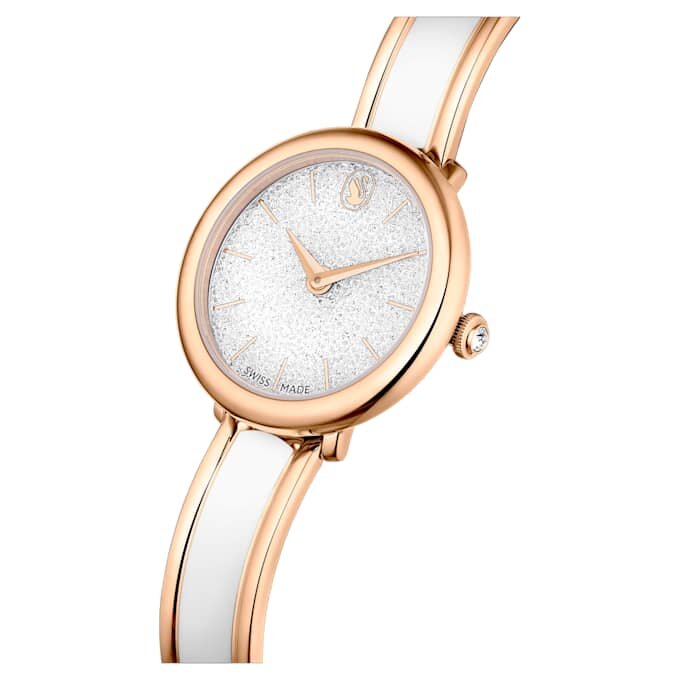 Orologio a bracciale Crystalline Swiss Made, bracciale in metallo, bianco, finitura color oro rosa Orologio a bracciale Crystalline Swiss Made, bracciale in metallo, bianco, finitura color oro rosa