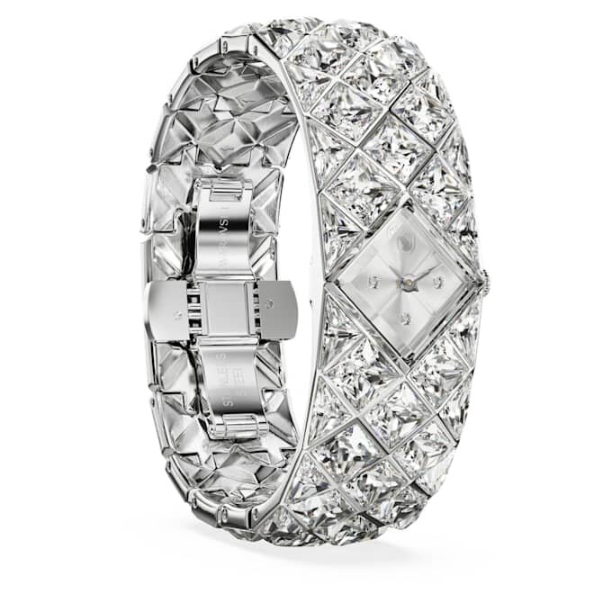 Orologio a bracciale Curiosa con bracciale in cristalli, color argento, acciaio inossidabile Orologio a bracciale Curiosa con bracciale in cristalli, color argento, acciaio inossidabile