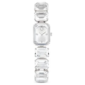 Orologio con bracciale a taglio ottagonale, bianco, acciaio inossidabile