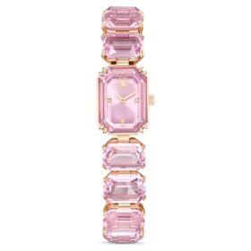 Orologio con bracciale a taglio ottagonale, rosa, finitura color oro rosa
