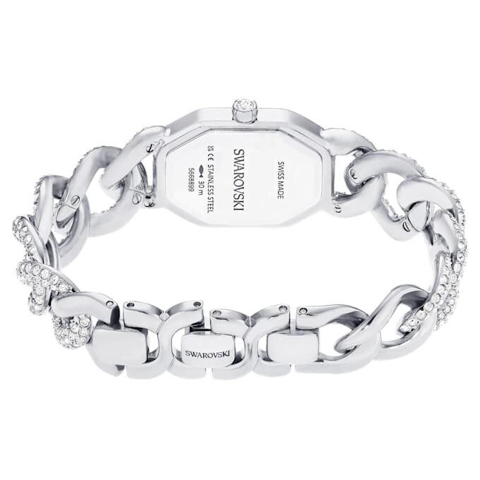 Orologio con catena Dextera Swiss Made, bracciale in cristalli, color argento, acciaio inossidabile Orologio con catena Dextera Swiss Made, bracciale in cristalli, color argento, acciaio inossidabile