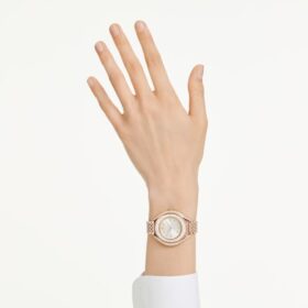 Orologio Crystalline Aura Swiss Made, bracciale in metallo, finitura color oro rosa