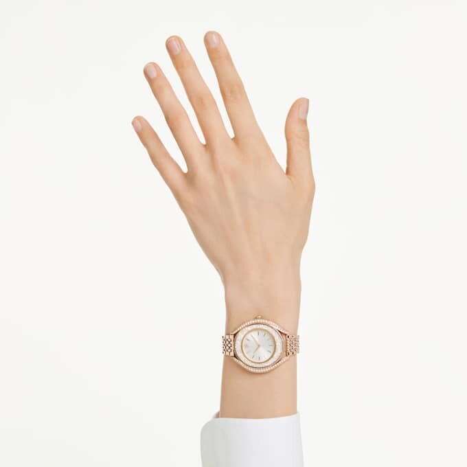 Orologio Crystalline Aura Swiss Made, bracciale in metallo, finitura color oro rosa Orologio Crystalline Aura Swiss Made, bracciale in metallo, finitura color oro rosa