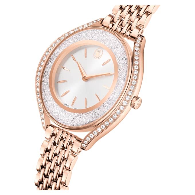 Orologio Crystalline Aura Swiss Made, bracciale in metallo, finitura color oro rosa Orologio Crystalline Aura Swiss Made, bracciale in metallo, finitura color oro rosa