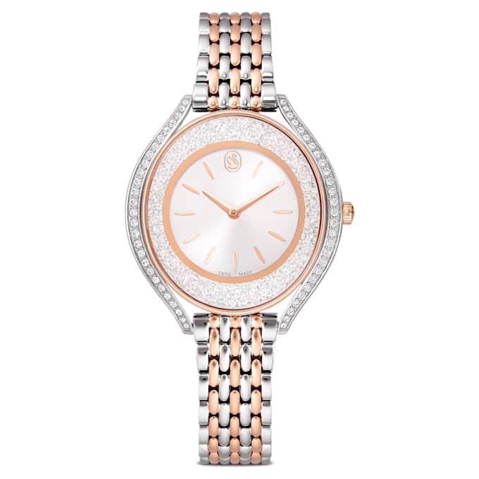 Orologio Crystalline Aura Swiss Made, bracciale in metallo, tonalità oro rosa, finitura in metalli misti Orologio Crystalline Aura Swiss Made, bracciale in metallo, tonalità oro rosa, finitura in metalli misti