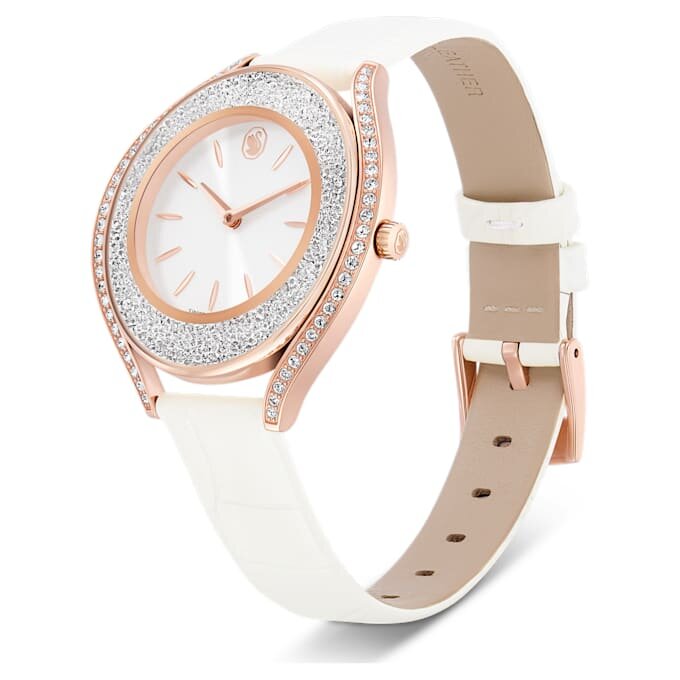 Orologio Crystalline Aura Swiss Made, cinturino in pelle, bianco, finitura color oro rosa Orologio Crystalline Aura Swiss Made, cinturino in pelle, bianco, finitura color oro rosa