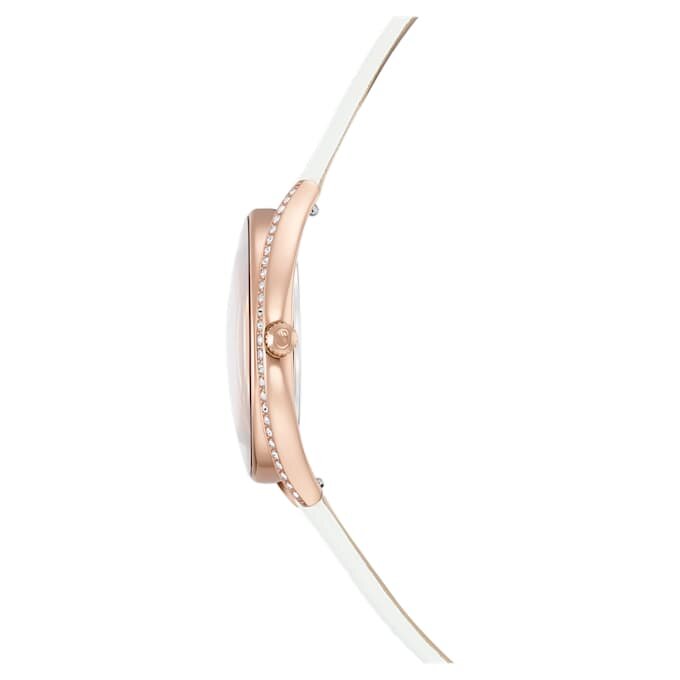 Orologio Crystalline Aura Swiss Made, cinturino in pelle, bianco, finitura color oro rosa Orologio Crystalline Aura Swiss Made, cinturino in pelle, bianco, finitura color oro rosa
