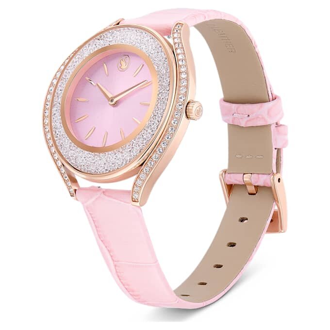 Orologio Crystalline Aura Swiss Made, cinturino in pelle, rosa, finitura color oro rosa Orologio Crystalline Aura Swiss Made, cinturino in pelle, rosa, finitura color oro rosa