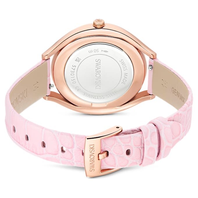 Orologio Crystalline Aura Swiss Made, cinturino in pelle, rosa, finitura color oro rosa Orologio Crystalline Aura Swiss Made, cinturino in pelle, rosa, finitura color oro rosa