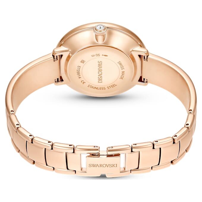 Orologio da polso con bracciale a bracciale Crystalline, fabbricato in Svizzera, bracciale in metallo, beige, finitura color oro rosa Orologio da polso con bracciale a bracciale Crystalline, fabbricato in Svizzera, bracciale in metallo, beige, finitura color oro rosa