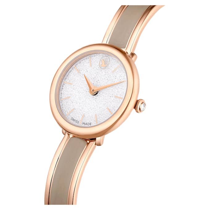 Orologio da polso con bracciale a bracciale Crystalline, fabbricato in Svizzera, bracciale in metallo, beige, finitura color oro rosa Orologio da polso con bracciale a bracciale Crystalline, fabbricato in Svizzera, bracciale in metallo, beige, finitura color oro rosa
