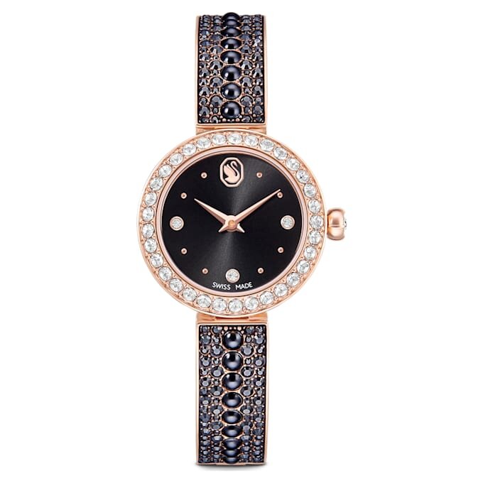 Orologio da polso Matrix Pearl Swiss Made, bracciale con cristalli, nero, finitura color oro rosa Orologio da polso Matrix Pearl Swiss Made, bracciale con cristalli, nero, finitura color oro rosa