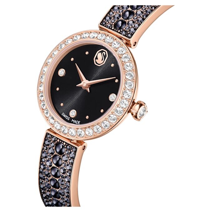 Orologio da polso Matrix Pearl Swiss Made, bracciale con cristalli, nero, finitura color oro rosa Orologio da polso Matrix Pearl Swiss Made, bracciale con cristalli, nero, finitura color oro rosa