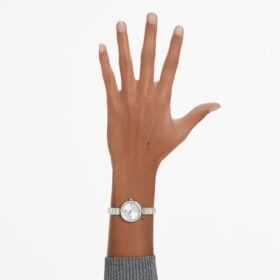 Orologio da polso Matrix Swiss Made, bracciale con cristalli, bianco, acciaio inossidabile