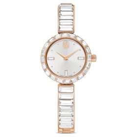 Orologio da polso Matrix Swiss Made, bracciale con cristalli, bianco, finitura color oro rosa