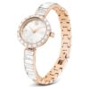 Orologio da polso Matrix Swiss Made, bracciale con cristalli, bianco, finitura color oro rosa