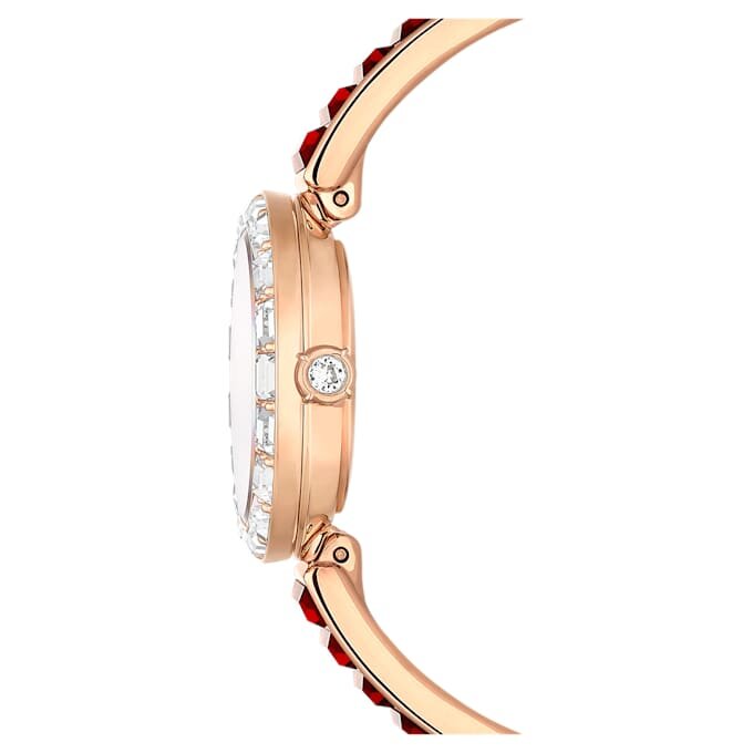 Orologio da polso Matrix Swiss Made, bracciale con cristalli, rosso, finitura color oro rosa Orologio da polso Matrix Swiss Made, bracciale con cristalli, rosso, finitura color oro rosa