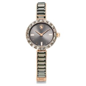 Orologio da polso Matrix Swiss Made, bracciale in cristalli, grigio, finitura color oro rosa