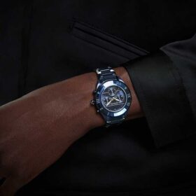 Orologio Dextera Chrono 39 mm, Swiss Made, bracciale in metallo, blu, finitura blu
