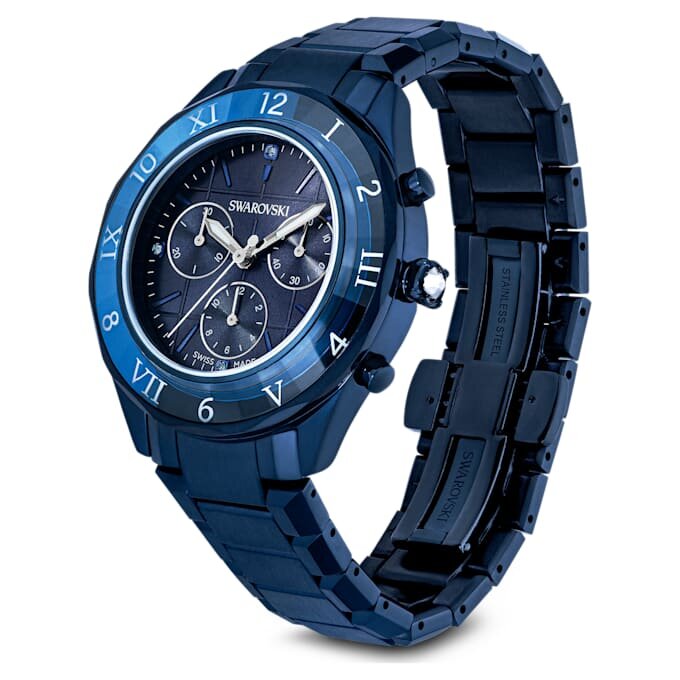 Orologio Dextera Chrono 39 mm, Swiss Made, bracciale in metallo, blu, finitura blu Orologio Dextera Chrono 39 mm, Swiss Made, bracciale in metallo, blu, finitura blu