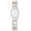 Orologio Dextera con catena Swiss Made, bracciale in cristalli, bianco, finitura color oro champagne