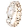 Orologio Dextera con catena Swiss Made, bracciale in cristalli, bianco, finitura color oro champagne