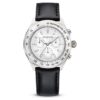 Orologio Dextera con tachimetro, Swiss Made, cinturino in pelle, color argento, acciaio inossidabile