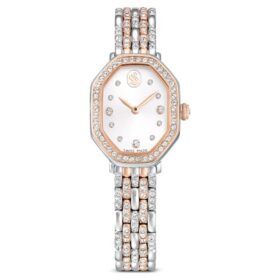 Orologio Dextera Octagon Swiss Made, bracciale in metallo, finitura color argento e oro rosa
