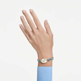Orologio Gema con bracciale in cristalli, finitura dorata
