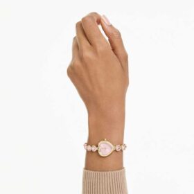 Orologio Idyllia Heart con bracciale in cristalli, rosa, finitura dorata