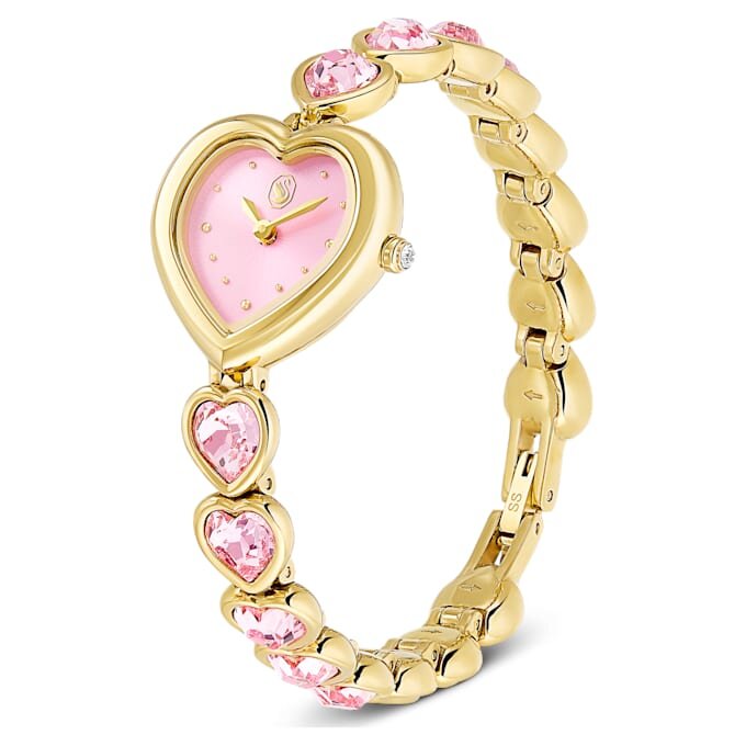 Orologio Idyllia Heart con bracciale in cristalli, rosa, finitura dorata Orologio Idyllia Heart con bracciale in cristalli, rosa, finitura dorata