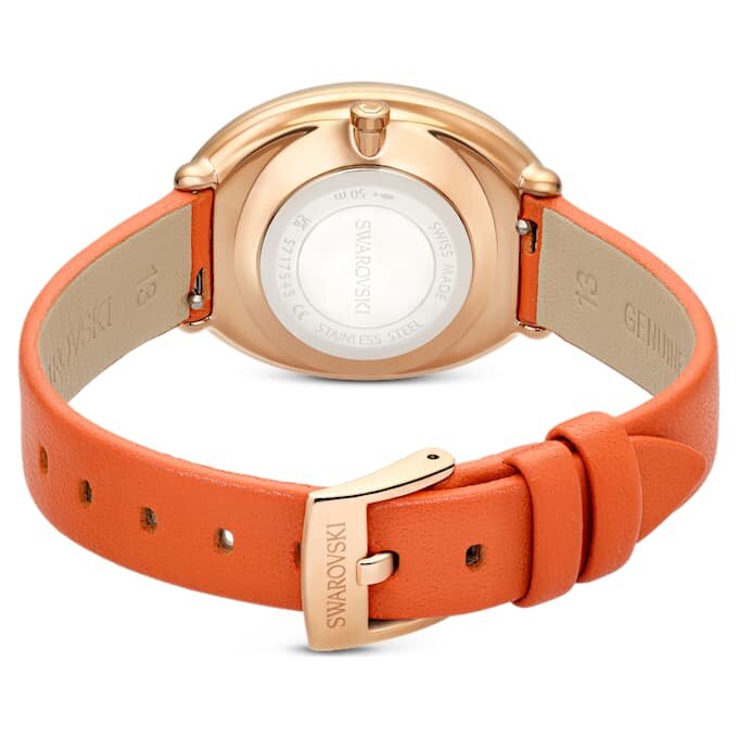 Orologio Imber ovale Swiss Made, cinturino in pelle, arancione, finitura color oro rosa Orologio Imber ovale Swiss Made, cinturino in pelle, arancione, finitura color oro rosa