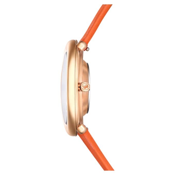 Orologio Imber ovale Swiss Made, cinturino in pelle, arancione, finitura color oro rosa Orologio Imber ovale Swiss Made, cinturino in pelle, arancione, finitura color oro rosa