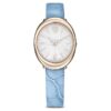 Orologio Imber ovale Swiss Made, cinturino in pelle, blu, finitura color oro champagne Orologio Imber ovale Swiss Made, cinturino in pelle, blu, finitura color oro champagne