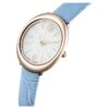 Orologio Imber ovale Swiss Made, cinturino in pelle, blu, finitura color oro champagne Orologio Imber ovale Swiss Made, cinturino in pelle, blu, finitura color oro champagne