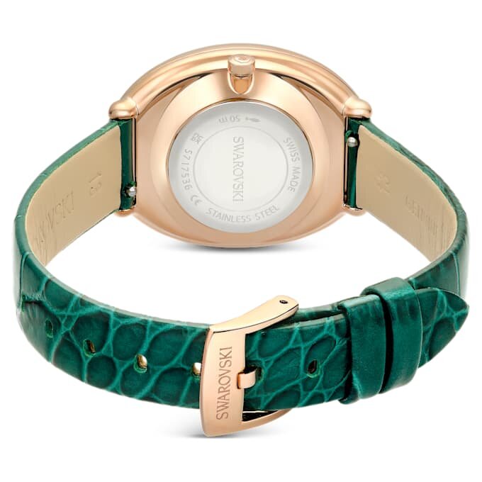 Orologio Imber ovale Swiss Made, cinturino in pelle, verde, finitura color oro rosa Orologio Imber ovale Swiss Made, cinturino in pelle, verde, finitura color oro rosa