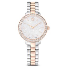 Orologio Matrix a 3 maglie Swiss Made, bracciale in metallo, color argento, finitura color oro rosa