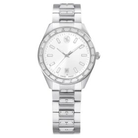 Orologio Matrix con datario, fabbricato in Svizzera, bracciale in metallo, color argento, acciaio inossidabile