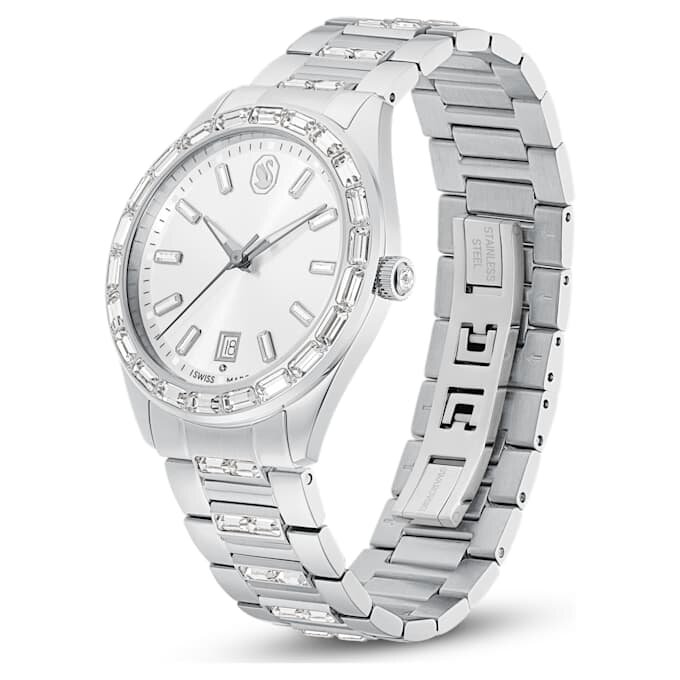 Orologio Matrix con datario, fabbricato in Svizzera, bracciale in metallo, color argento, acciaio inossidabile Orologio Matrix con datario, fabbricato in Svizzera, bracciale in metallo, color argento, acciaio inossidabile