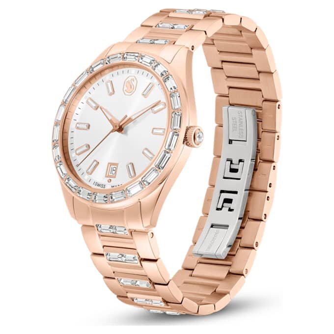 Orologio Matrix con datario, Swiss Made, bracciale in metallo, finitura color oro rosa Orologio Matrix con datario, Swiss Made, bracciale in metallo, finitura color oro rosa