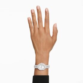 Orologio Matrix Octagon con cristalli taglio baguette, bracciale in metallo, color argento, acciaio inossidabile
