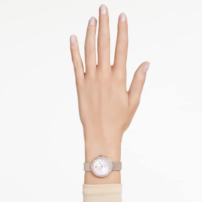 Orologio Matrix Tennis a 7 maglie, fabbricato in Svizzera, bracciale in metallo, finitura oro rosa, finitura in metalli misti Orologio Matrix Tennis a 7 maglie, fabbricato in Svizzera, bracciale in metallo, finitura oro rosa, finitura in metalli misti
