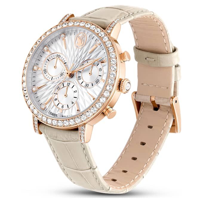 Orologio Matrix Tennis Chrono Swiss Made, cinturino in pelle, beige, finitura color oro rosa Orologio Matrix Tennis Chrono Swiss Made, cinturino in pelle, beige, finitura color oro rosa