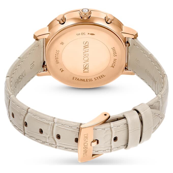 Orologio Matrix Tennis Chrono Swiss Made, cinturino in pelle, beige, finitura color oro rosa Orologio Matrix Tennis Chrono Swiss Made, cinturino in pelle, beige, finitura color oro rosa