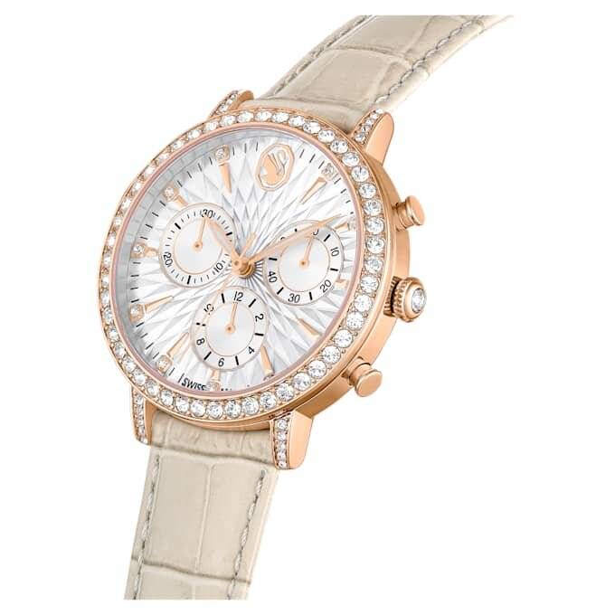 Orologio Matrix Tennis Chrono Swiss Made, cinturino in pelle, beige, finitura color oro rosa Orologio Matrix Tennis Chrono Swiss Made, cinturino in pelle, beige, finitura color oro rosa