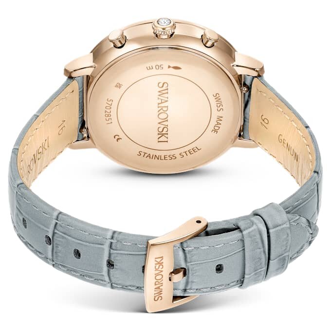 Orologio Matrix Tennis Chrono Swiss Made, cinturino in pelle, grigio, finitura color oro champagne Orologio Matrix Tennis Chrono Swiss Made, cinturino in pelle, grigio, finitura color oro champagne