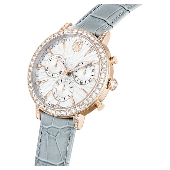 Orologio Matrix Tennis Chrono Swiss Made, cinturino in pelle, grigio, finitura color oro champagne Orologio Matrix Tennis Chrono Swiss Made, cinturino in pelle, grigio, finitura color oro champagne